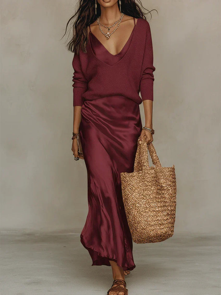 Anaïs – Elegant Silky Midi Dress
