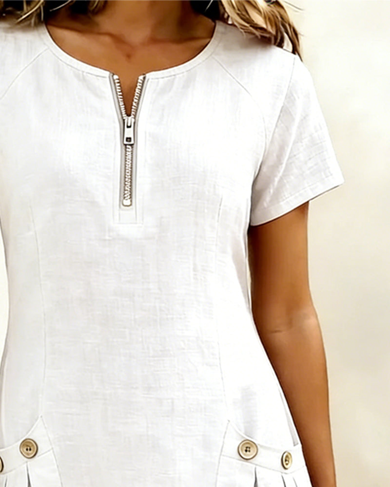 Layna™ | Cotton Dress with Zip Fastening
