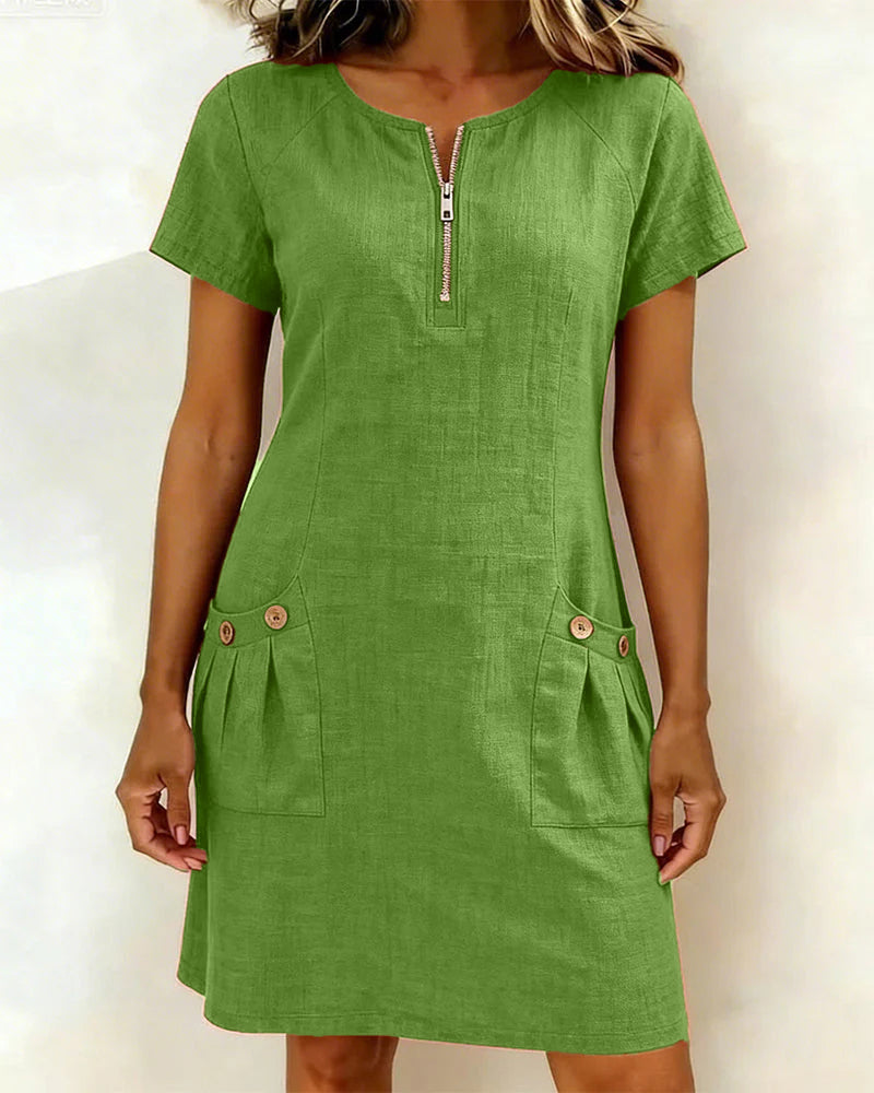 Layna™ | Cotton Dress with Zip Fastening