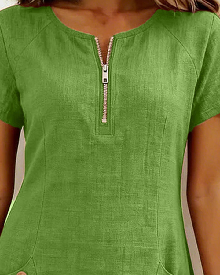 Layna™ | Cotton Dress with Zip Fastening