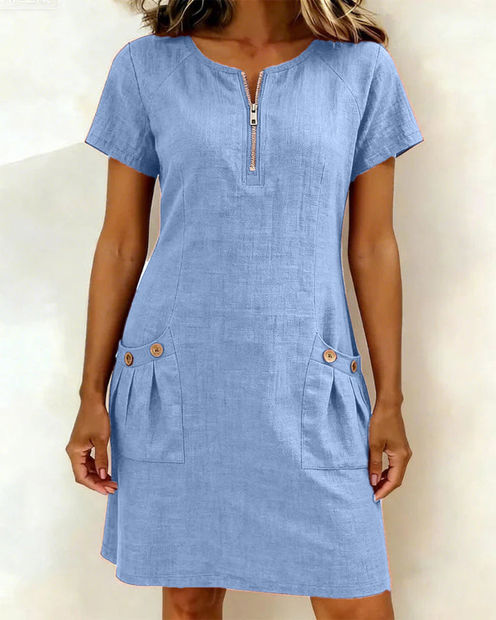 Layna™ | Cotton Dress with Zip Fastening