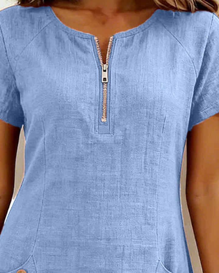 Layna™ | Cotton Dress with Zip Fastening