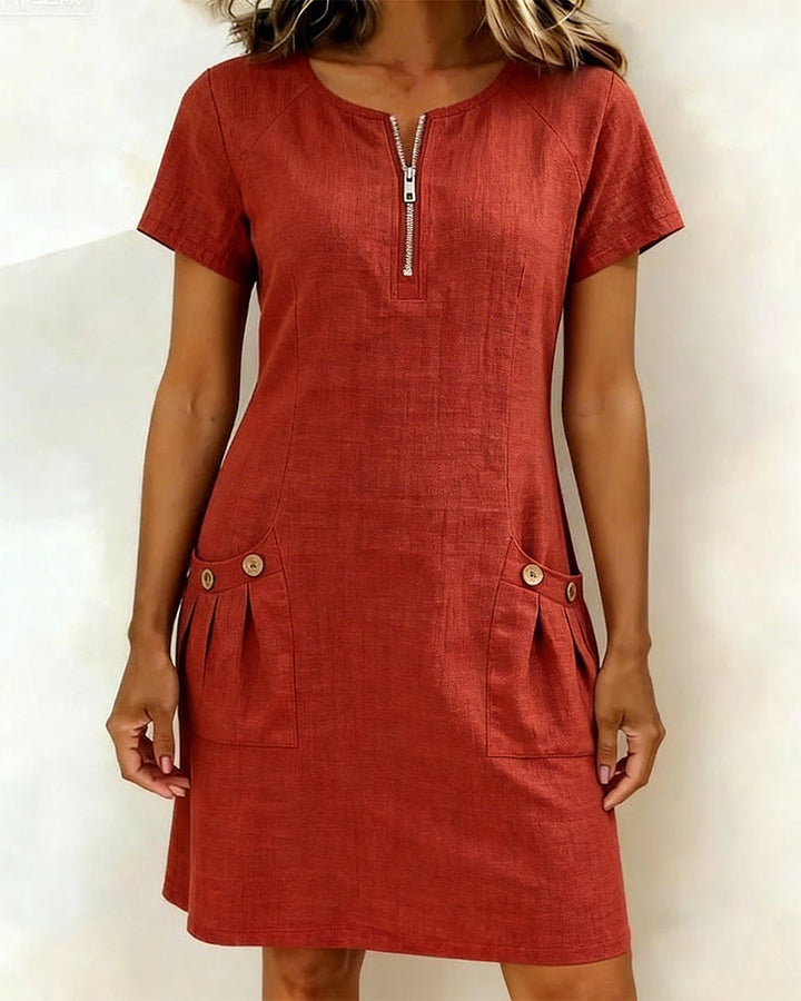 Layna™ | Cotton Dress with Zip Fastening