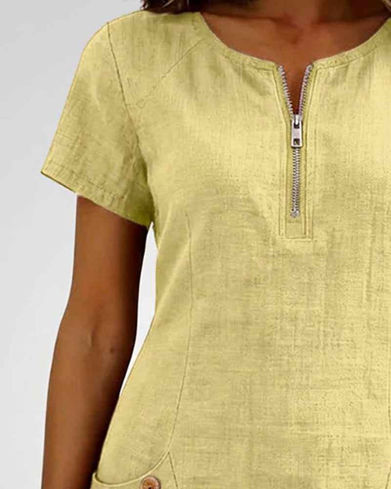 Layna™ | Cotton Dress with Zip Fastening
