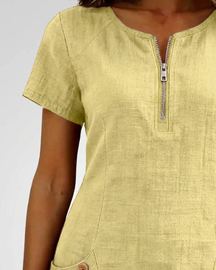 Layna™ | Cotton Dress with Zip Fastening