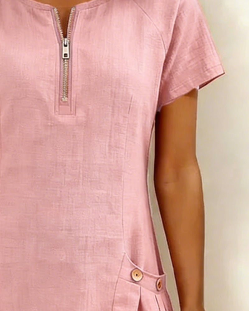 Layna™ | Cotton Dress with Zip Fastening