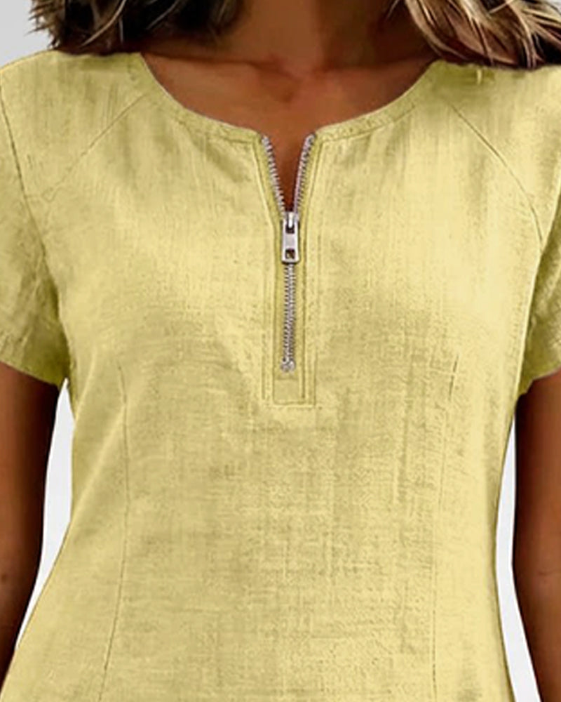 Layna™ | Cotton Dress with Zip Fastening