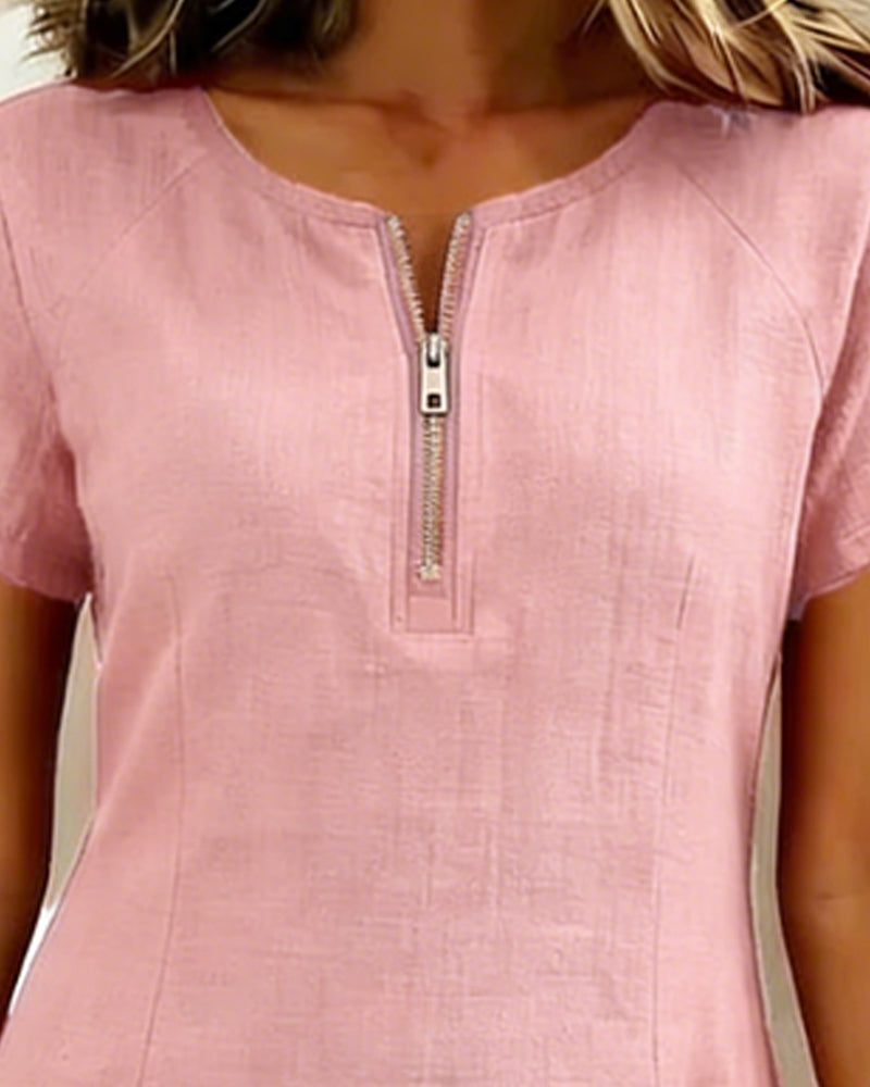 Layna™ | Cotton Dress with Zip Fastening
