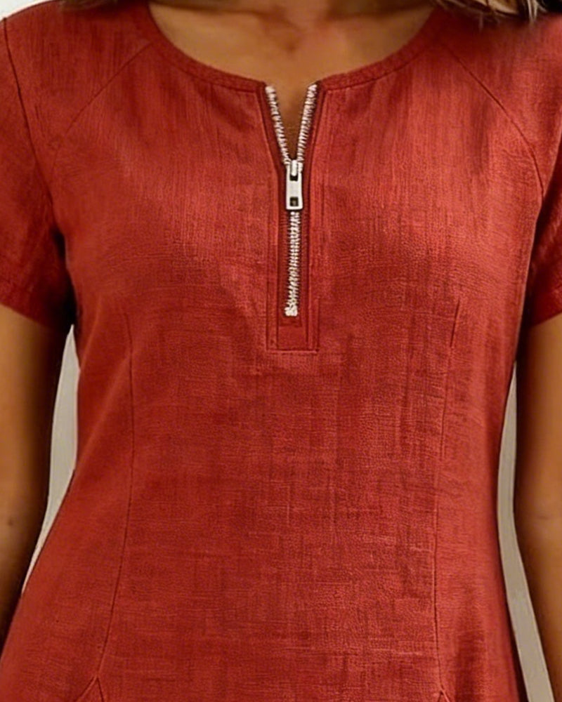 Layna™ | Cotton Dress with Zip Fastening