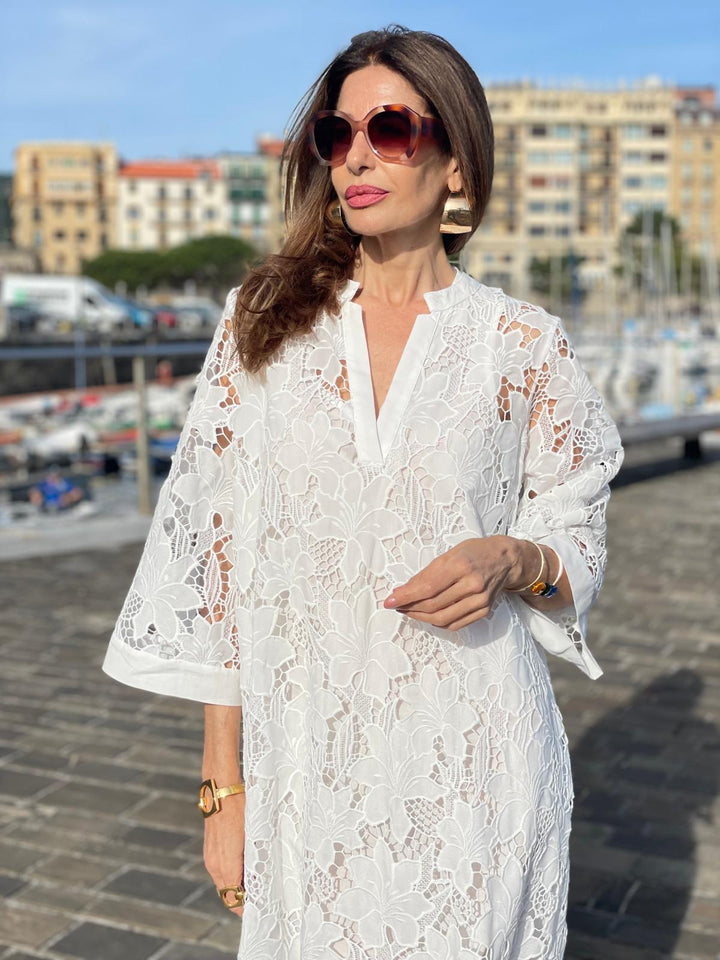 Luana Dress in White Lace