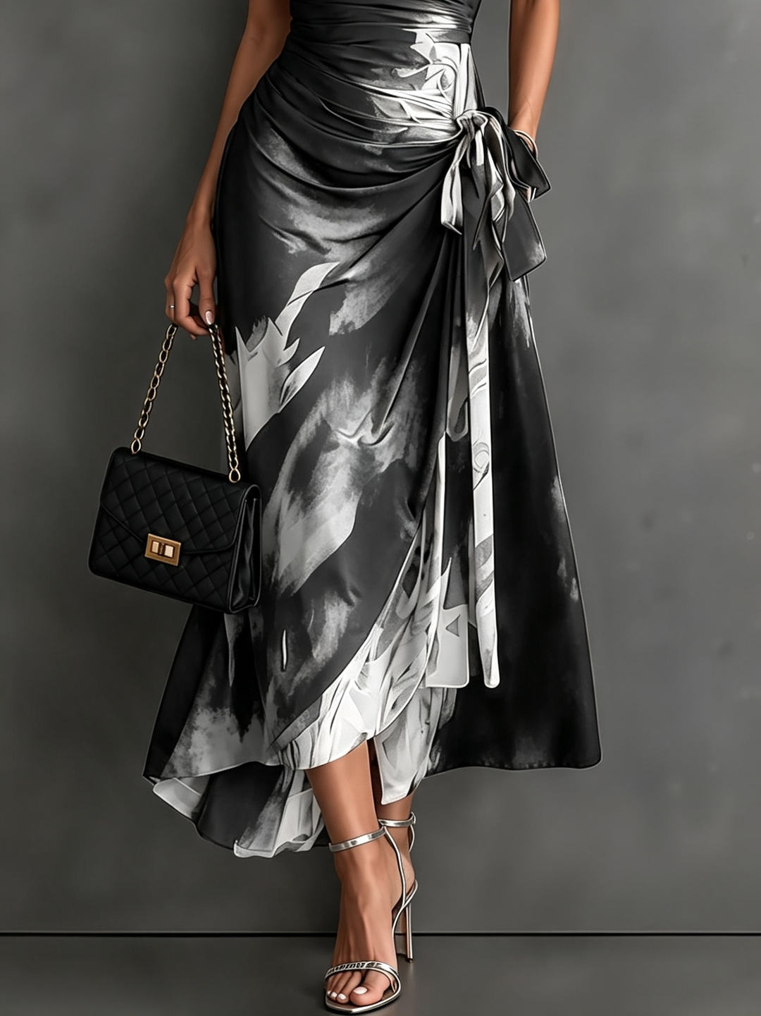 Rosie | Abstract Print Wrap Midi Dress
