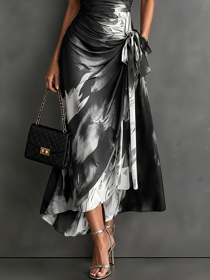 Rosie | Abstract Print Wrap Midi Dress