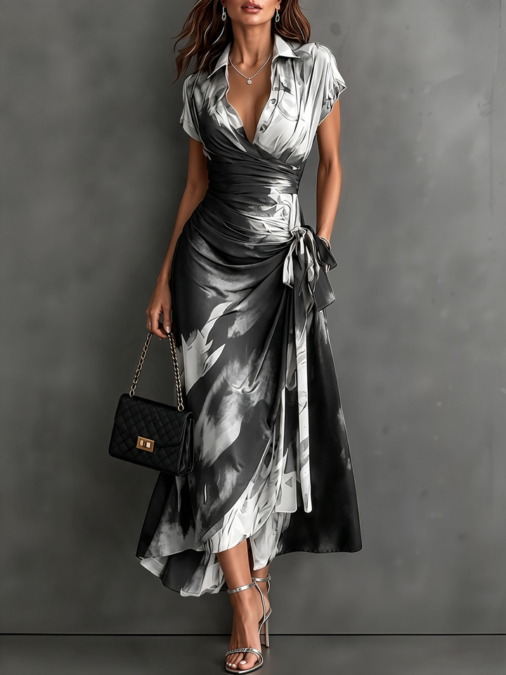 Rosie | Abstract Print Wrap Midi Dress