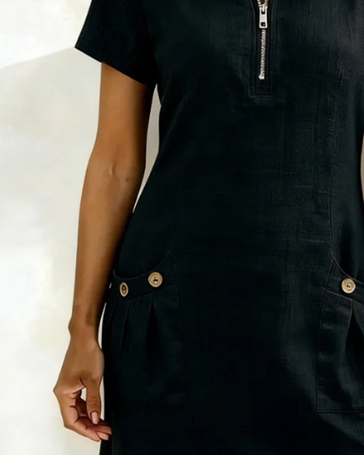 Layna™ | Cotton Dress with Zip Fastening