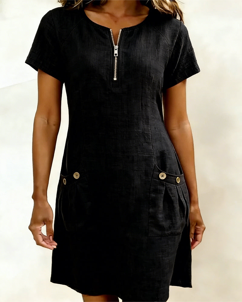 Layna™ | Cotton Dress with Zip Fastening