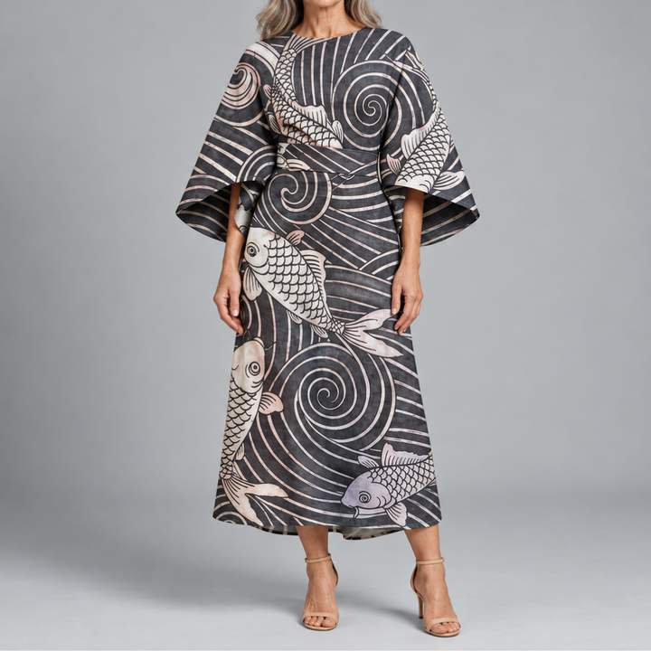Bronwyn | Statement Print Belted Midi Dress