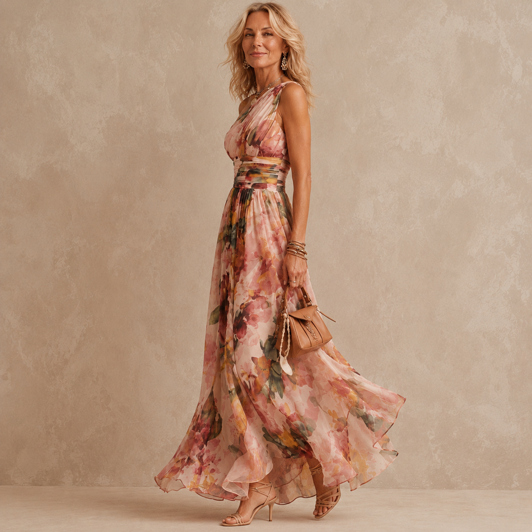 Beatrice | One-Shoulder Chiffon Dress