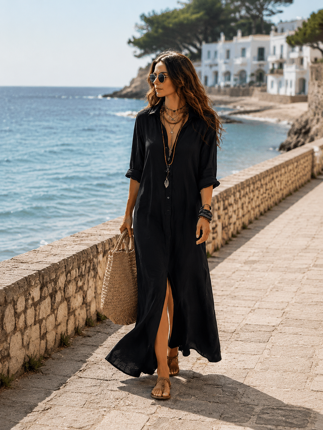 Gemma | Bohemian Shirt Maxi Dress