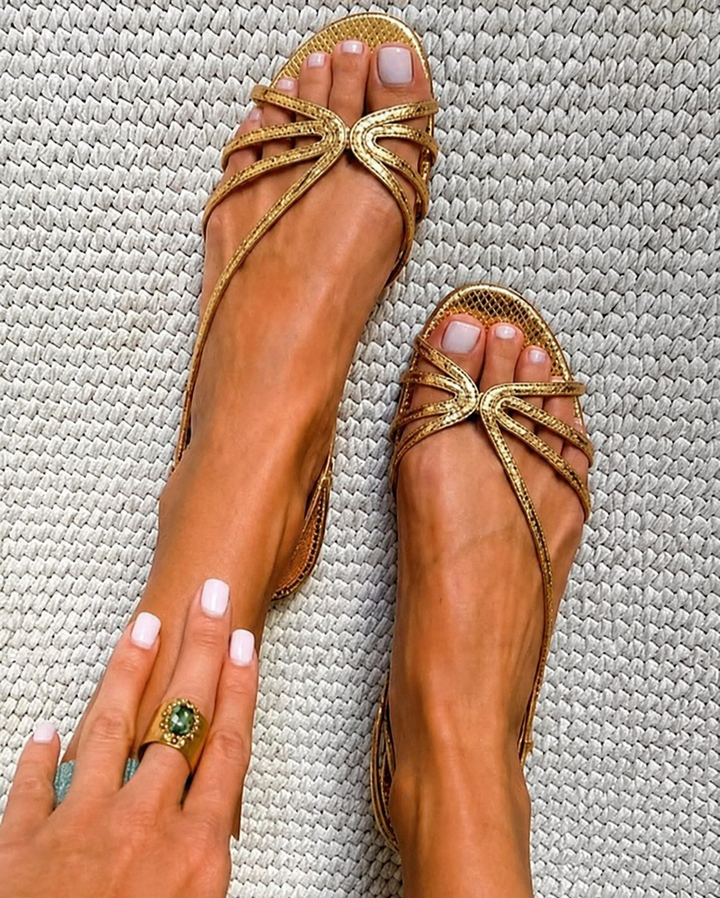 Camille™ | Golden Sandals, Summer Elegance