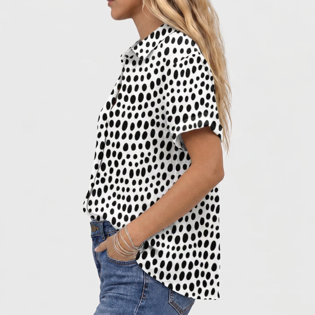 Delia™ - Polka Dot Collared Top