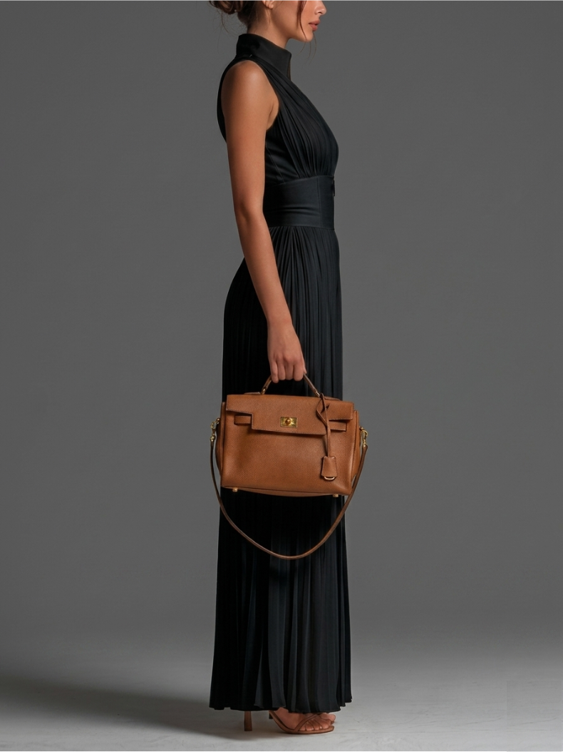 ESSENTIAL – Pleated Black Chiffon Jumpsuit