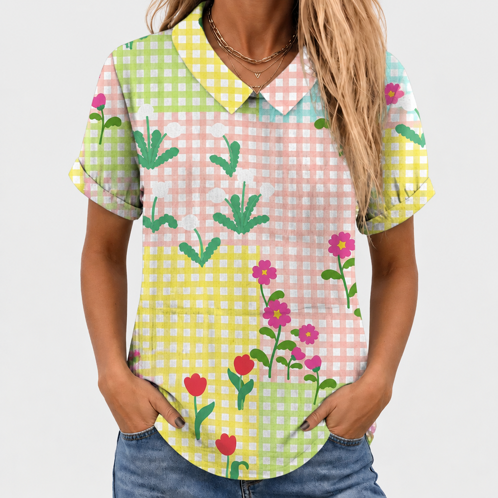 Flora™ - Gingham Collared Top