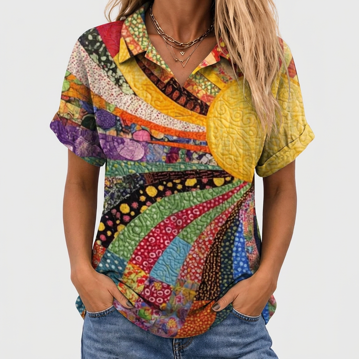 Elle™ - Sunburst Collared Top