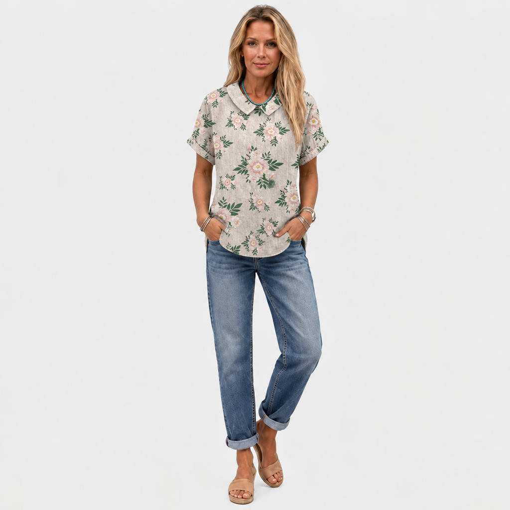 Zoe™ - Botanical Collared Top