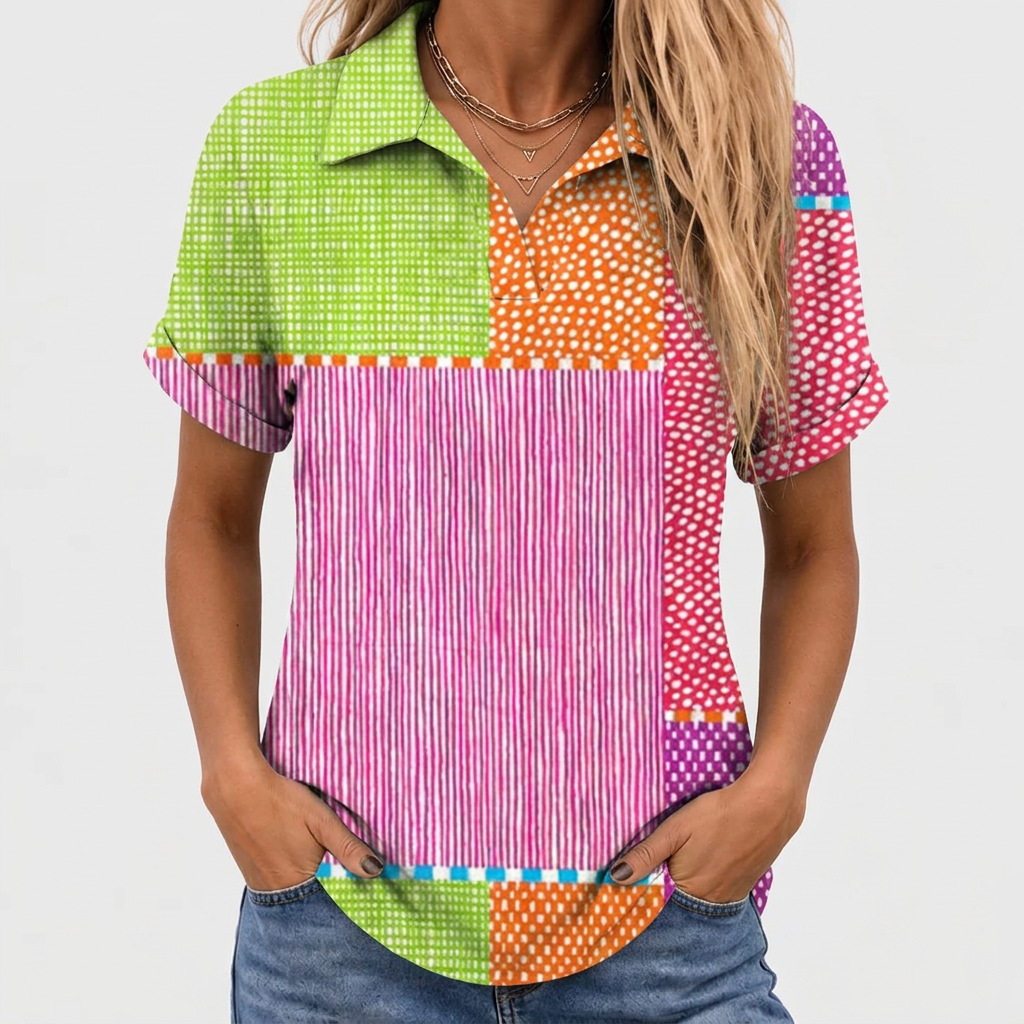 Tess™ - Patchwork Collared Top