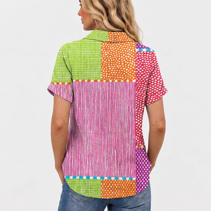 Tess™ - Patchwork Collared Top