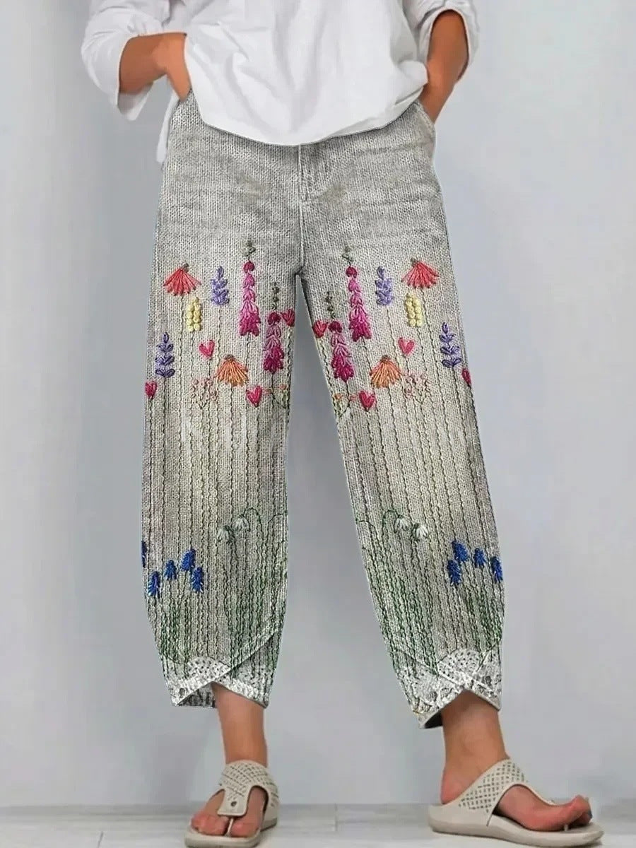 Lupin | Casual Comfort Trousers - Grey Wildflower