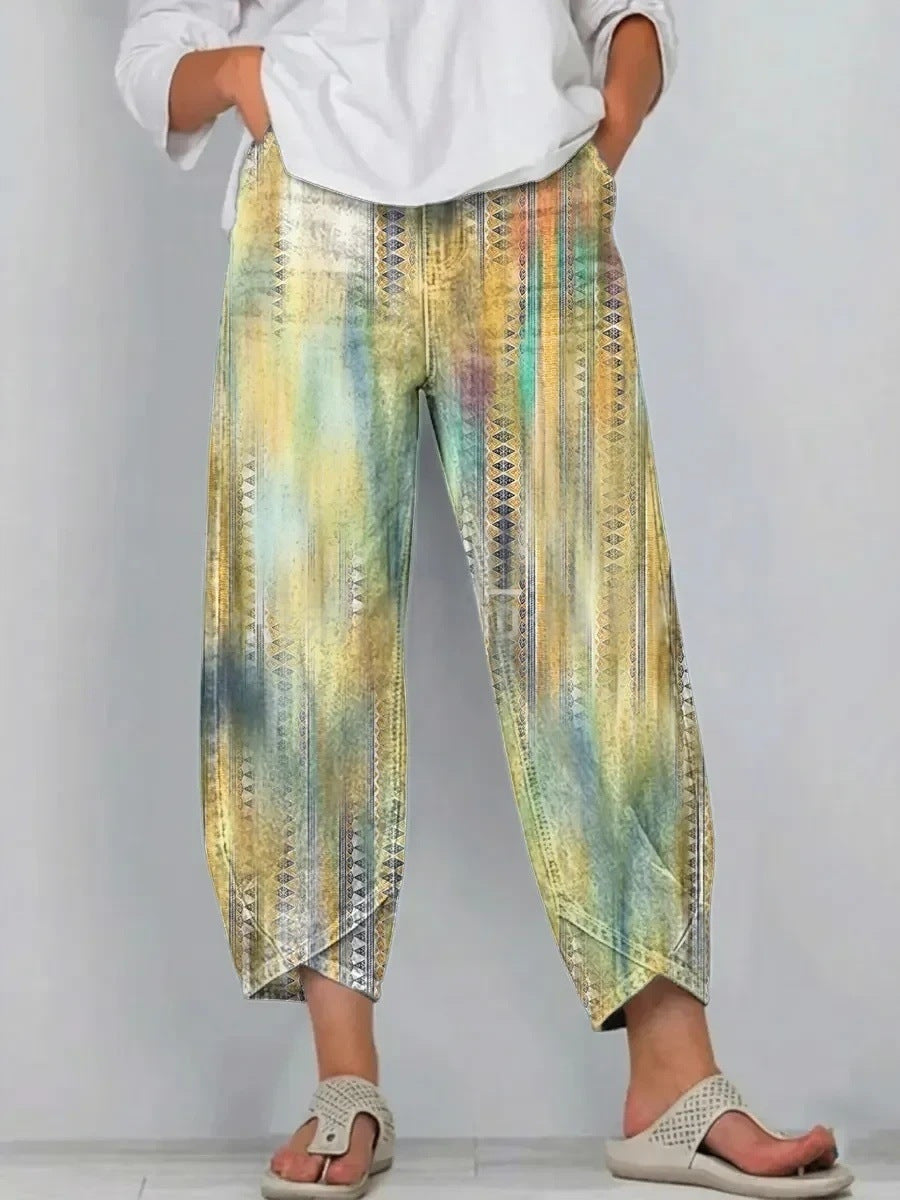 Primrose | Casual Comfort Trousers - Yellow Watercolour