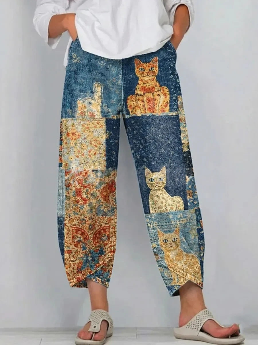 Aster | Casual Comfort Trousers - Denim Patchwork