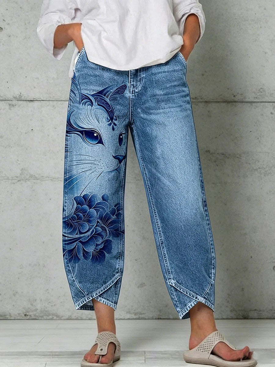 Hydrangea | Casual Comfort Trousers - Light Denim Rose