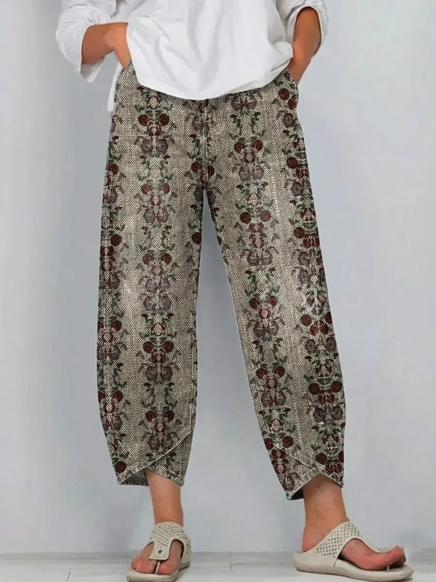 Cosmos | Casual Comfort Trousers - Brown Damask