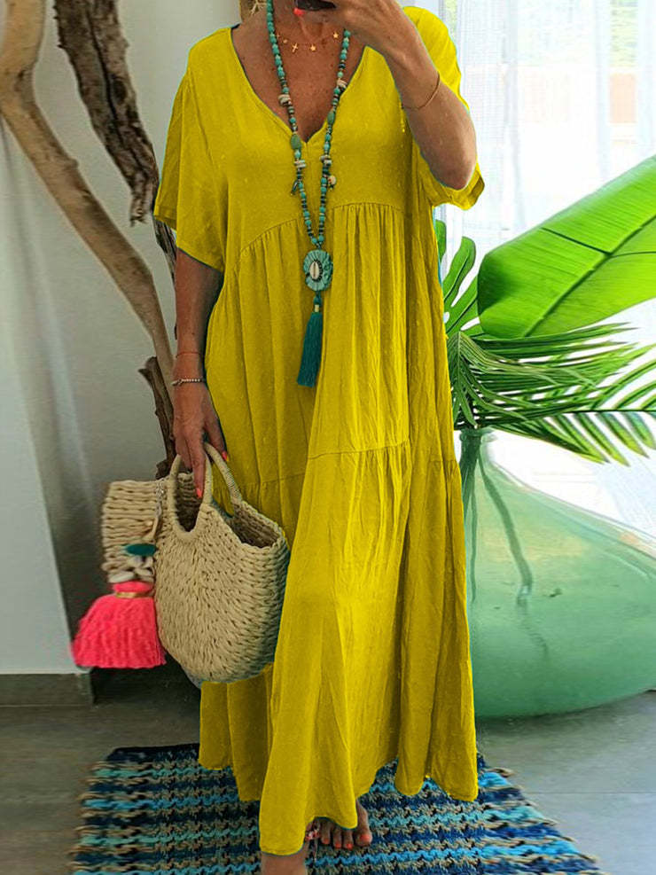 Linnea™ | Soft Ruffle V-Neck Women Maxi Dress