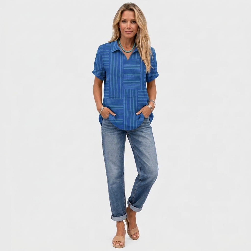 Liv™ - Geometric Collared Top