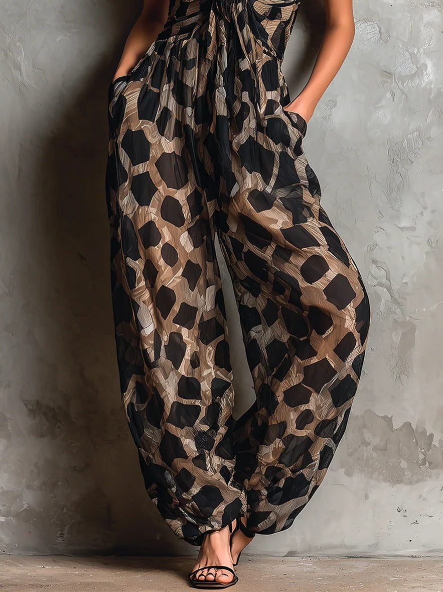 Zara | Animal Print Wide-Leg Jumpsuit