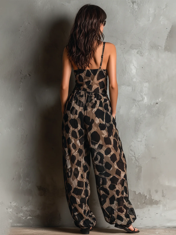 Zara | Animal Print Wide-Leg Jumpsuit
