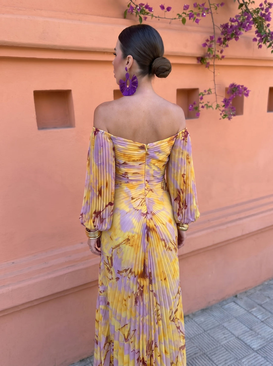 Gregoria™ | Tummy Flattering Long Floral Dress with Deep Neckline
