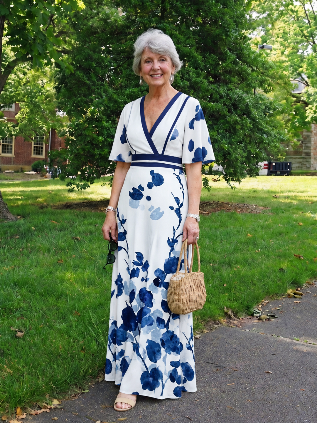 Corinne | V Neck Short Sleeve Floral Maxi Dress