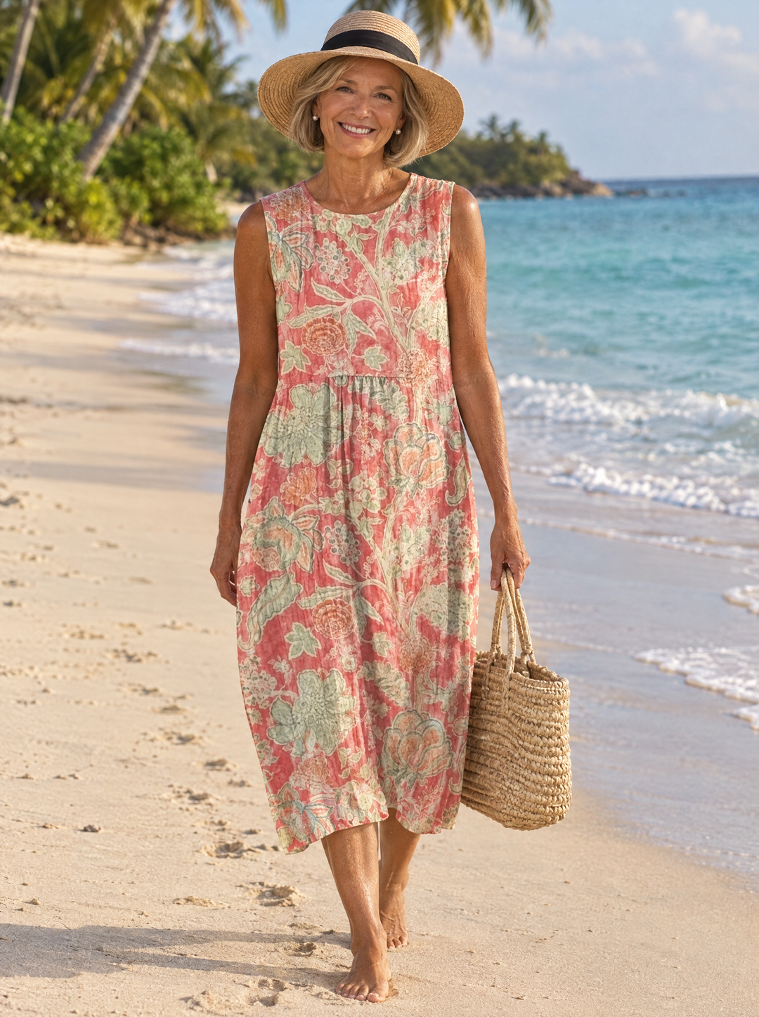 Coralee | Coral Garden Midi Dress