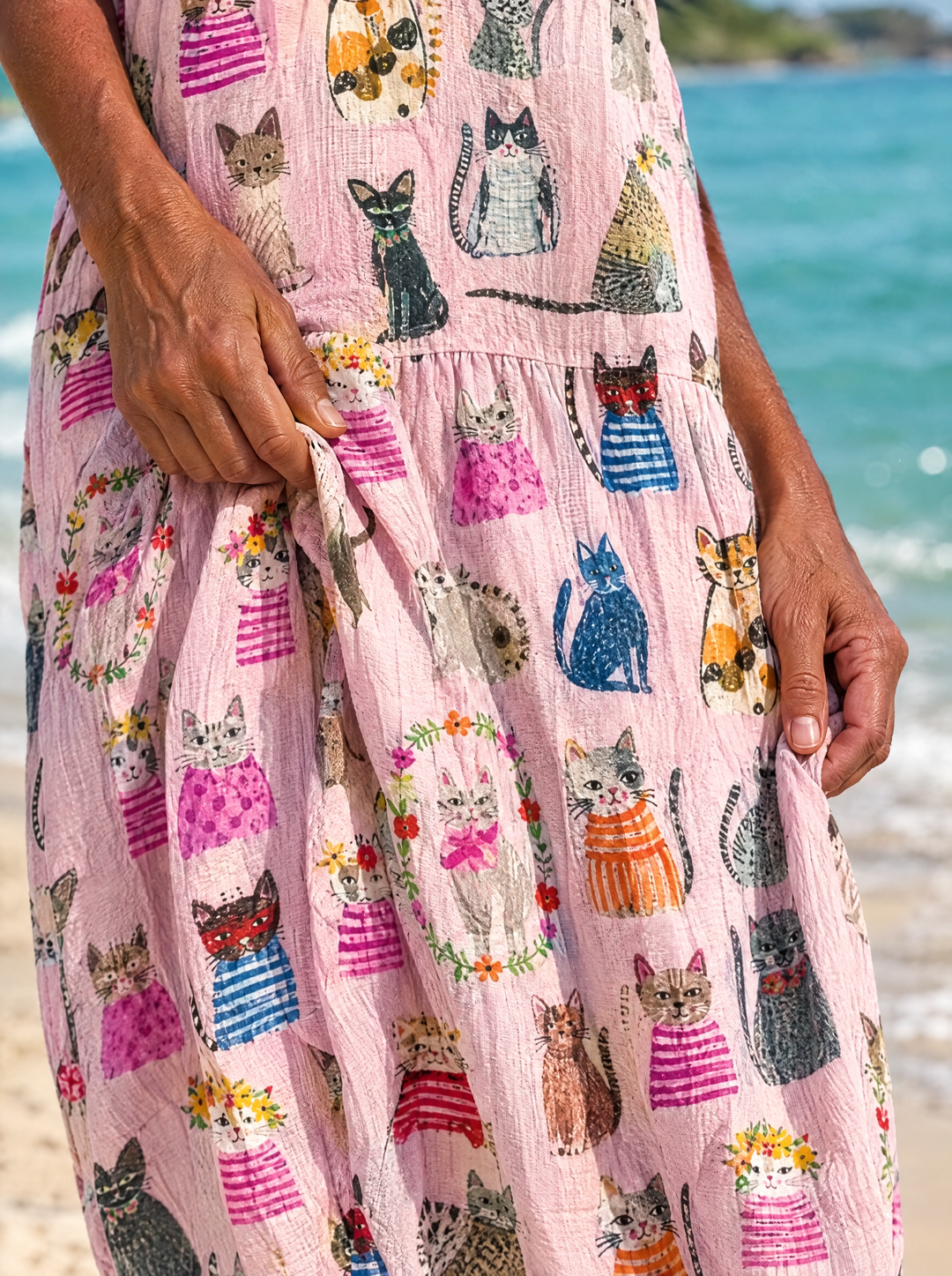 Kitty | Cat Print Midi Dress