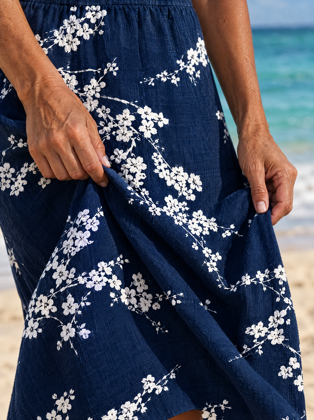 Sakura | Navy Blossom Midi Dress