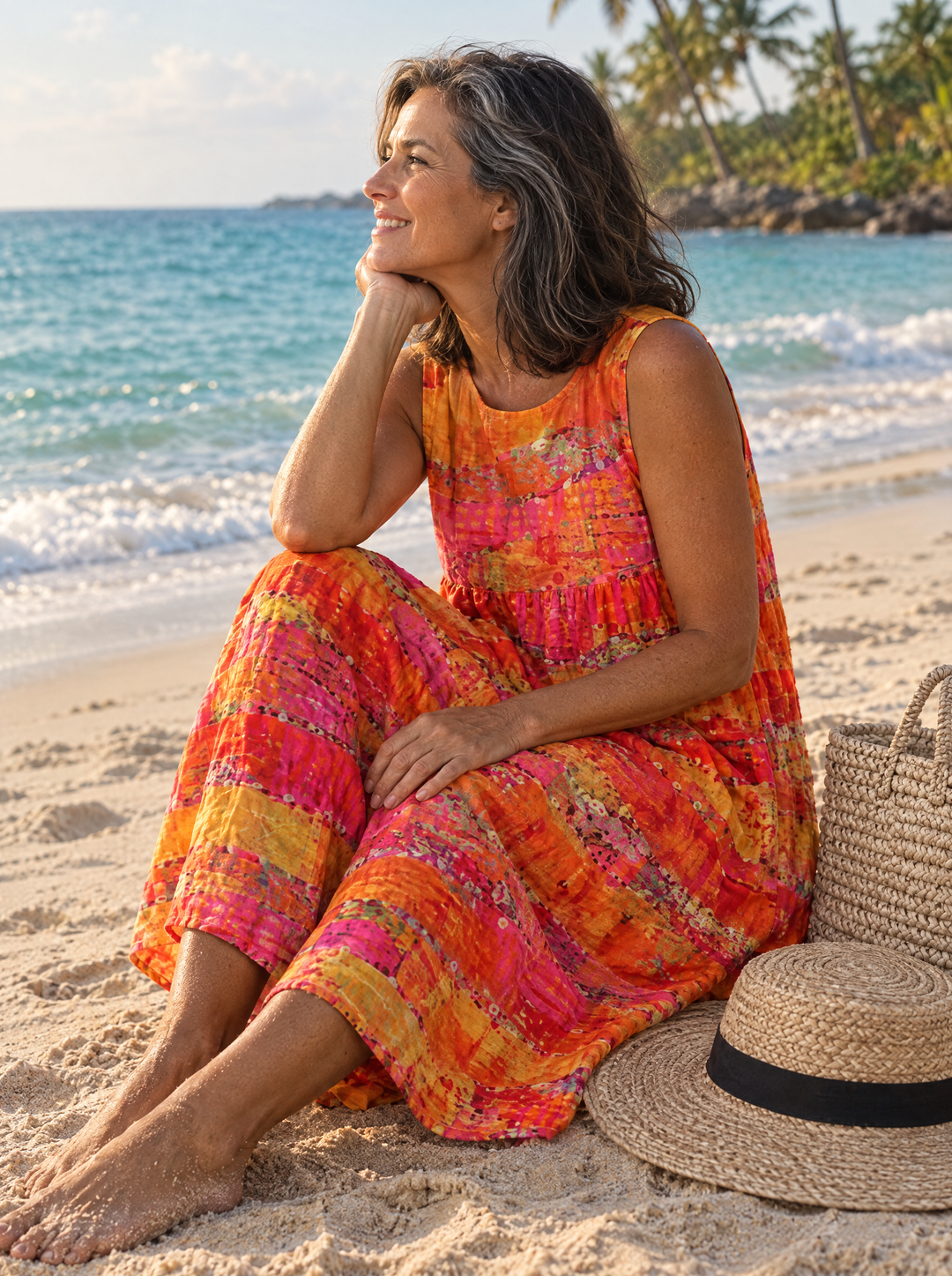Saffron | Sunset Brushstroke Midi Dress
