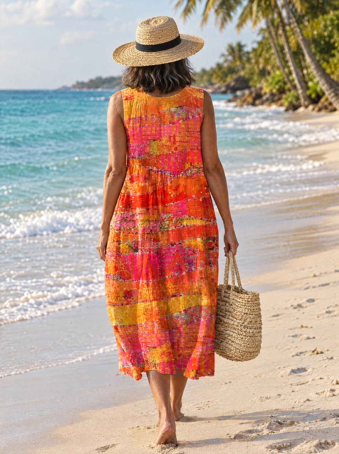 Saffron | Sunset Brushstroke Midi Dress