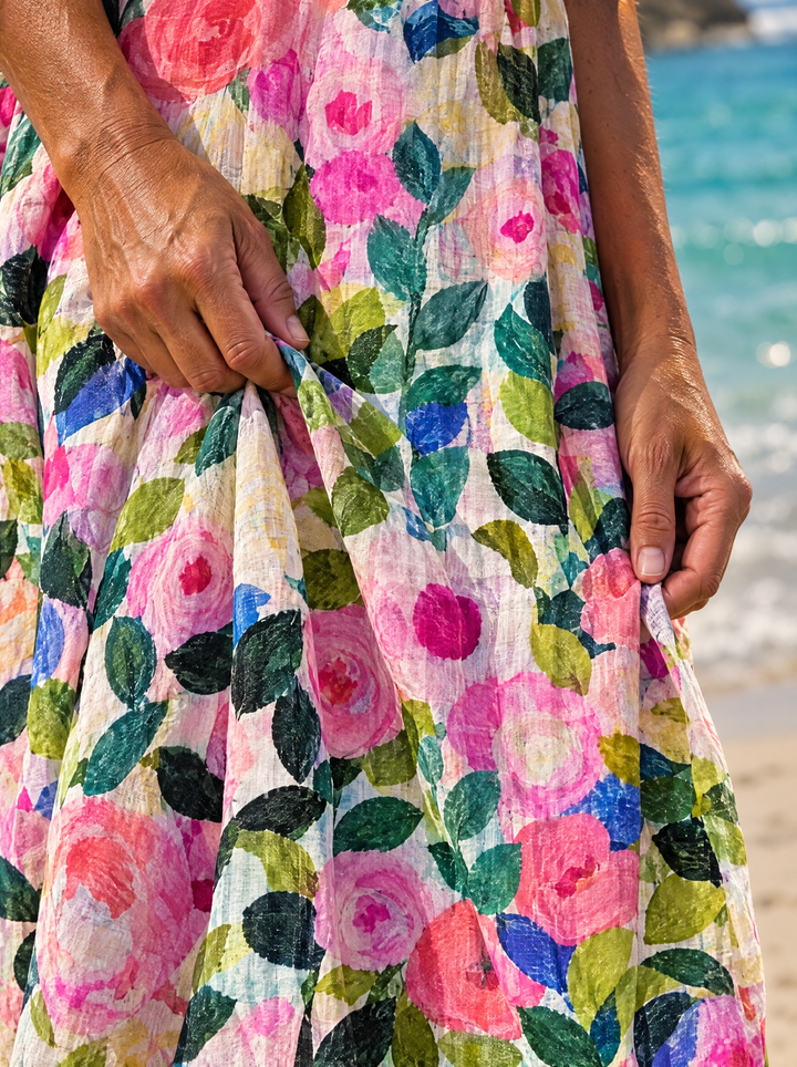 Petunia | Painted Rose Midi Dress