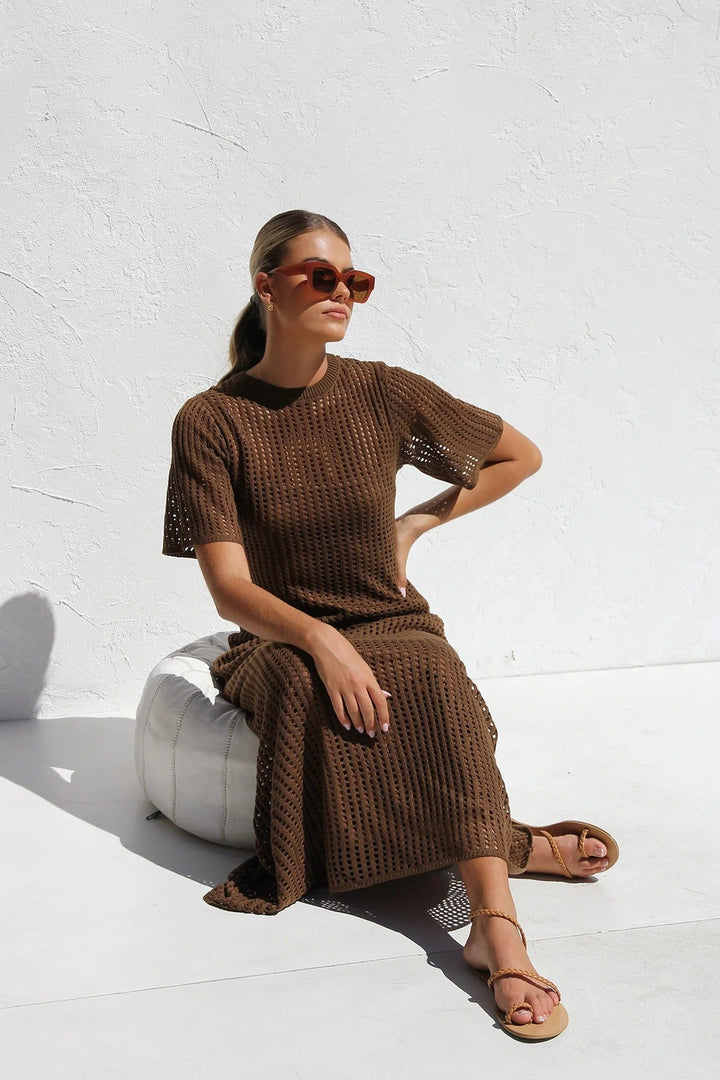Airlie Crochet Maxi Dress - Natural