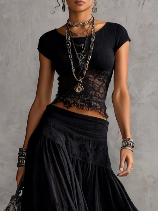 Juliette™ | Lace Top and Pleated Chiffon Skirt Set