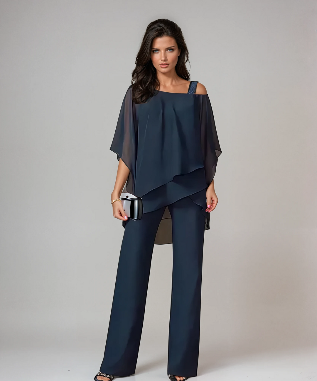 Mariella | Layered Two Piece Set Navy Blue